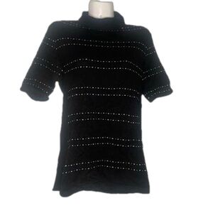 White House black market stripped short sleeve sweater